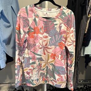 SUNDRY Tropical Orchid Long Sleeve sweater/sweatshirt